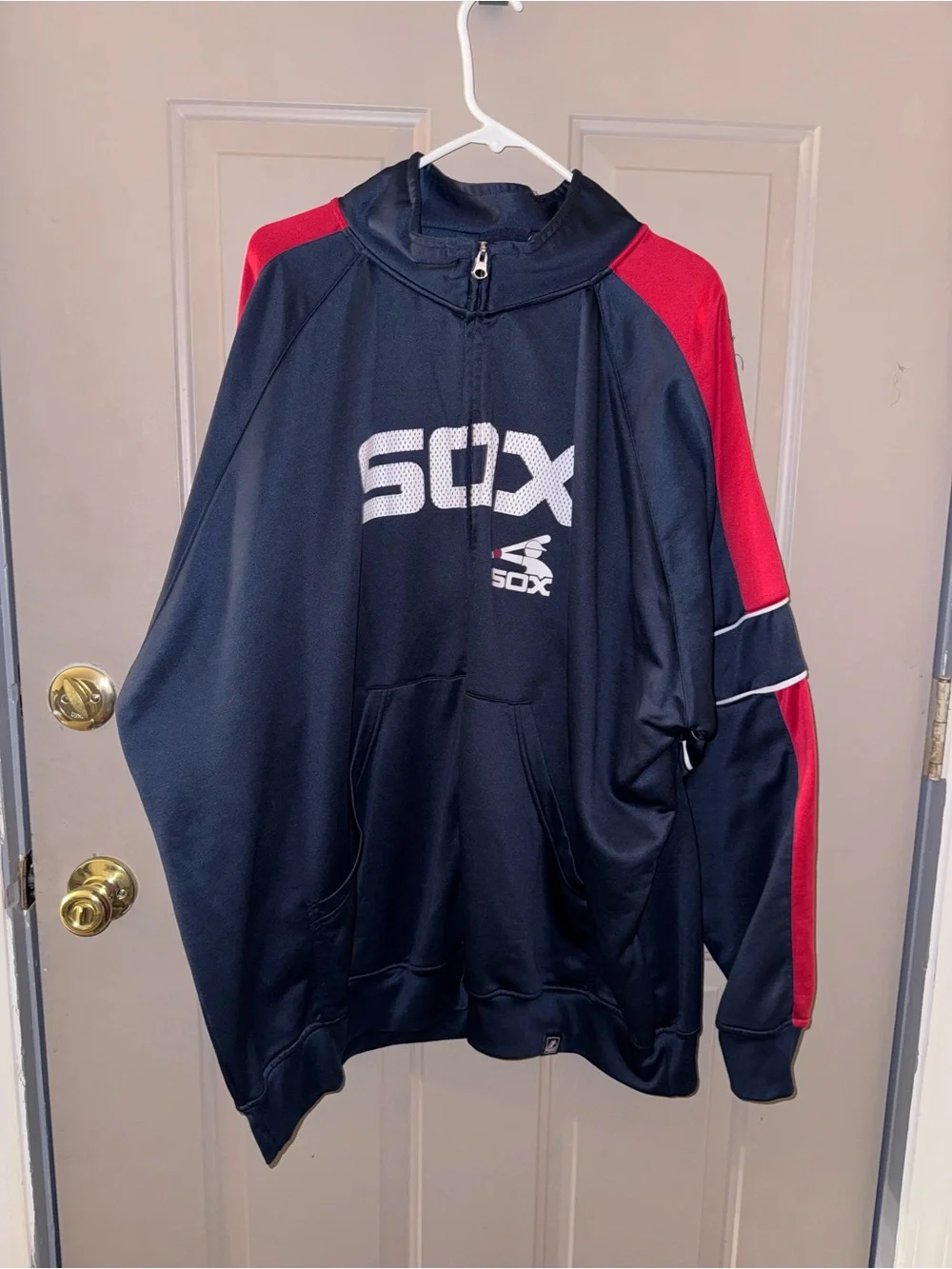 SOX Men's Navy and Red Half-Zip Pullover Jacket
